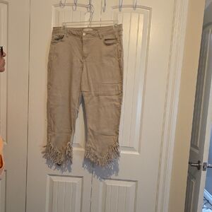 Fringed Tan Women's Jeans